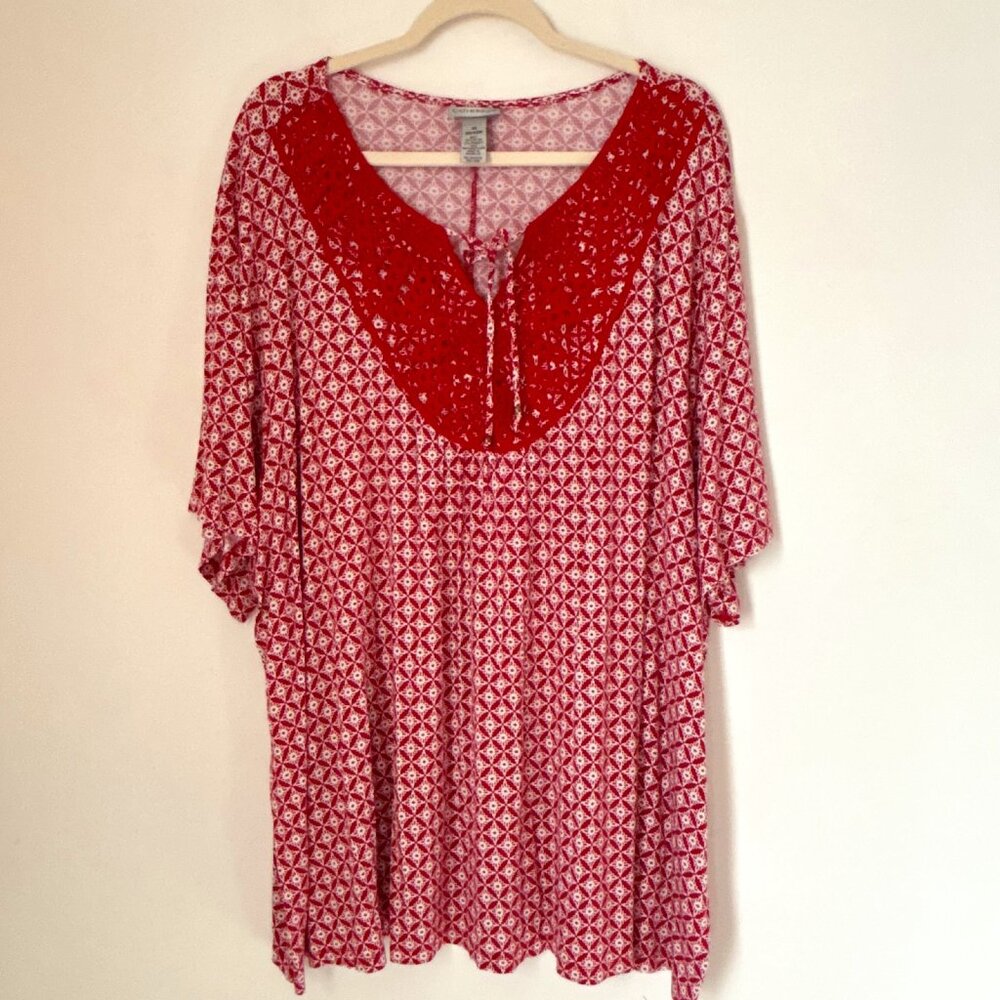 Catherines Crochet Lace Boho Cottagecore Top Blouse Tunic Size 4X f64